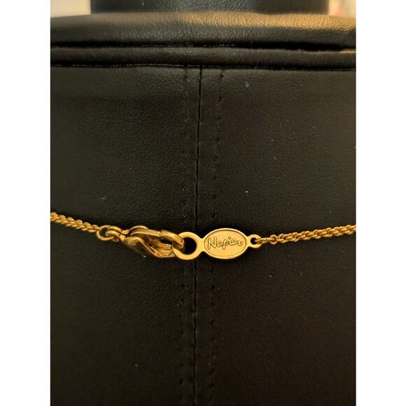 Vintage Napier Long Gold Tone Rope Chain Cluster Faux Pearl Necklace - Picture 5 of 6